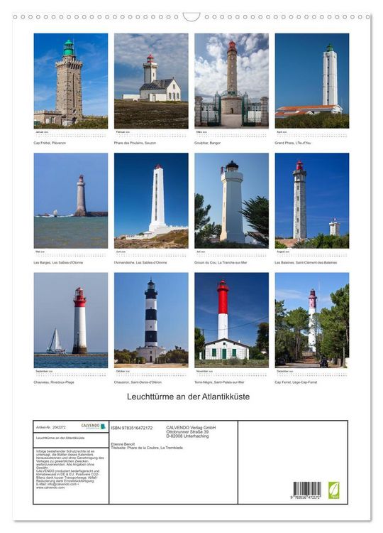 Produktbild: Leuchtt&uuml;rme an der Atlantikk&uuml;ste (Wandkalender 2026 DIN A2 hoch), CALVENDO Monatskalender