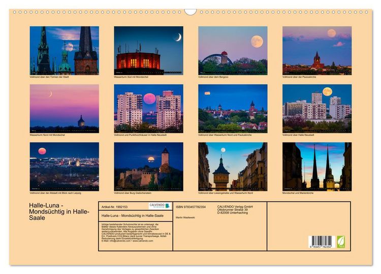 Produktbild: Halle-Luna - Monds&uuml;chtig in Halle-Saale (Wandkalender 2026 DIN A2 quer), CALVENDO Monatskalender