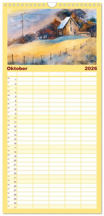 Produktbild: Familienplaner 2026 - Landschaft in Aquarell mit 5 Spalten (Wandkalender, 21 x 45 cm) CALVENDO