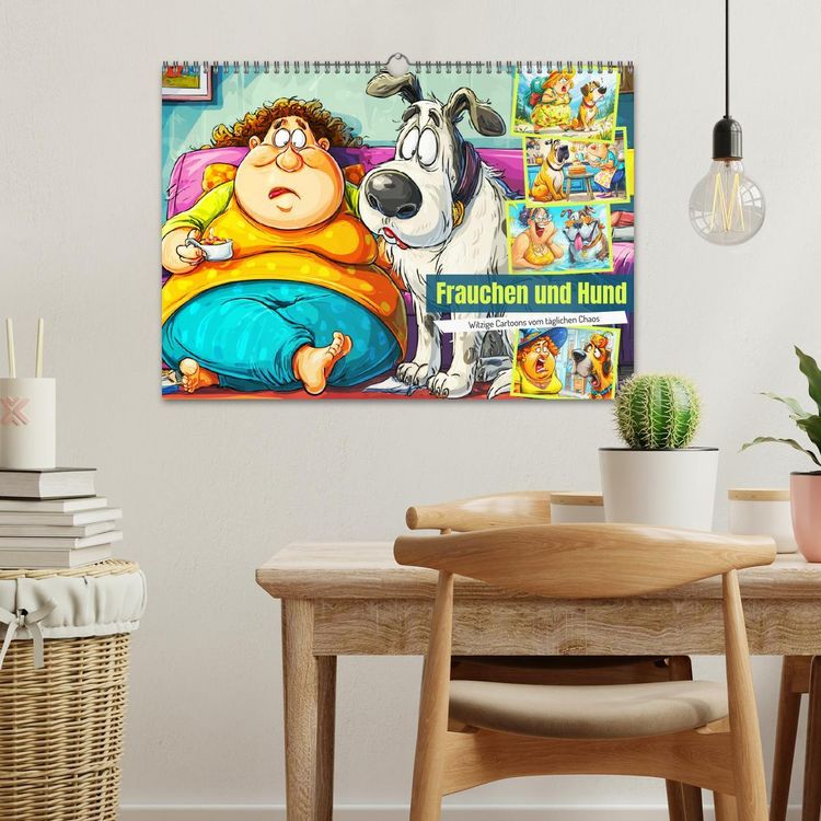 Produktbild: Frauchen und Hund. Witzige Cartoons vom t&auml;glichen Chaos (Wandkalender 2026 DIN A3 quer), CALVENDO Monatskalender