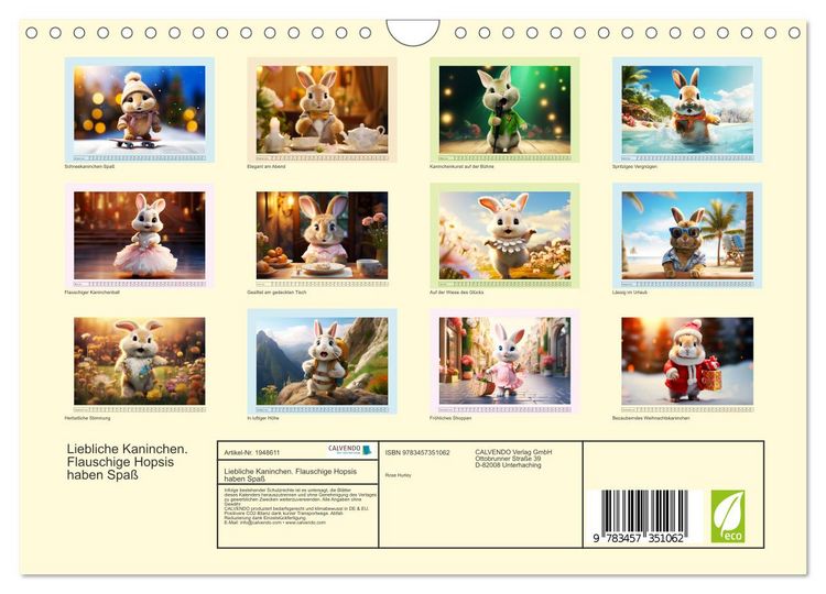 Produktbild: Liebliche Kaninchen. Flauschige Hopsis haben Spa&szlig; (Wandkalender 2026 DIN A4 quer), CALVENDO Monatskalender