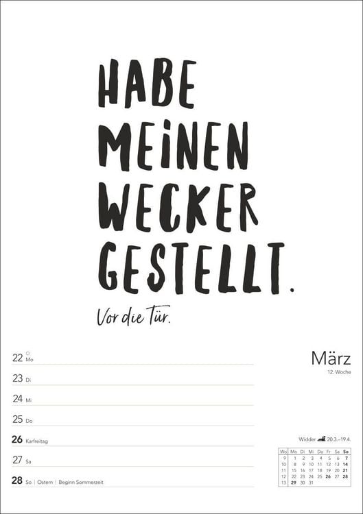 Produktbild: Typo-Spr&uuml;che-Kalender s/w Wochenplaner 2027 - mit 53 witzigen Spr&uuml;chen