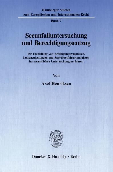 Produktbild: Seeunfalluntersuchung und Berechtigungsentzug.