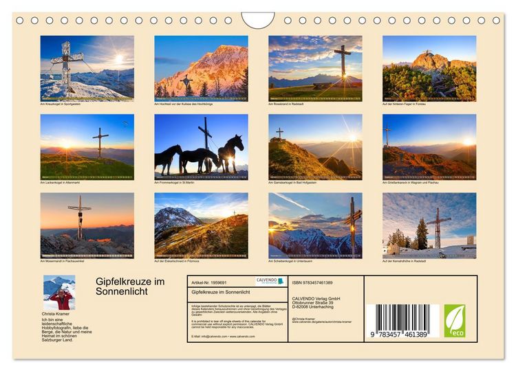 Produktbild: Gipfelkreuze im Sonnenlicht (Wandkalender 2026 DIN A4 quer), CALVENDO Monatskalender