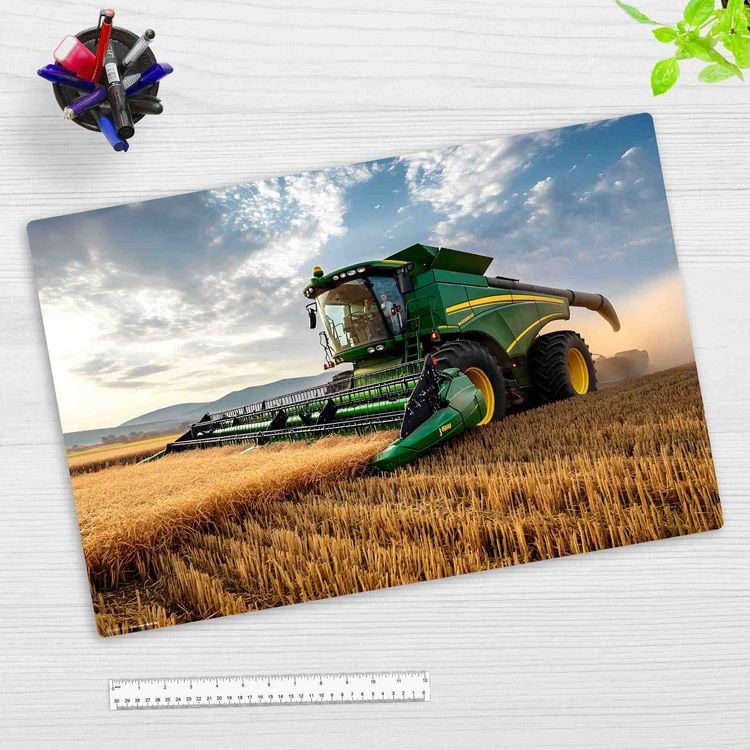 Produktbild: Cover-your-desk Schreibtischunterlage f&uuml;r Kinder M&auml;hdrescher Landwirtschaft, aus hochwertigem Vinyl, 60 x 40 cm
