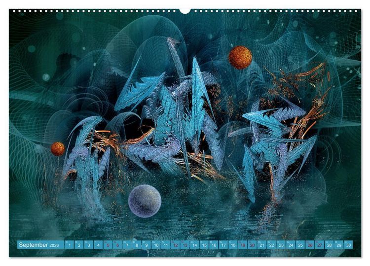 Produktbild: Fraktale Fantasiewelten (Wandkalender 2026 DIN A2 quer), CALVENDO Monatskalender