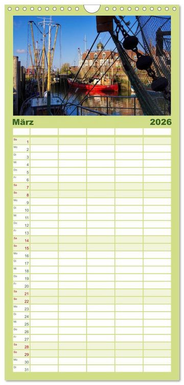 Produktbild: Familienplaner 2026 - Neuharlingersiel - Ostfrieslands sch&ouml;nstes Hafenst&auml;dtchen mit 5 Spalten (Wandkalender, 21 x 45 cm) CALVENDO