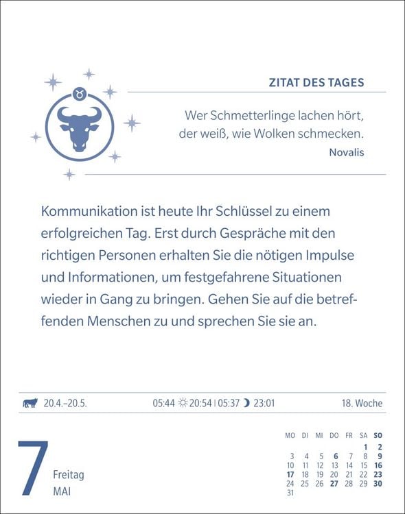 Produktbild: Stier Sternzeichenkalender 2027 - Tagesabrei&szlig;kalender - Ihr Horoskop f&uuml;r jeden Tag