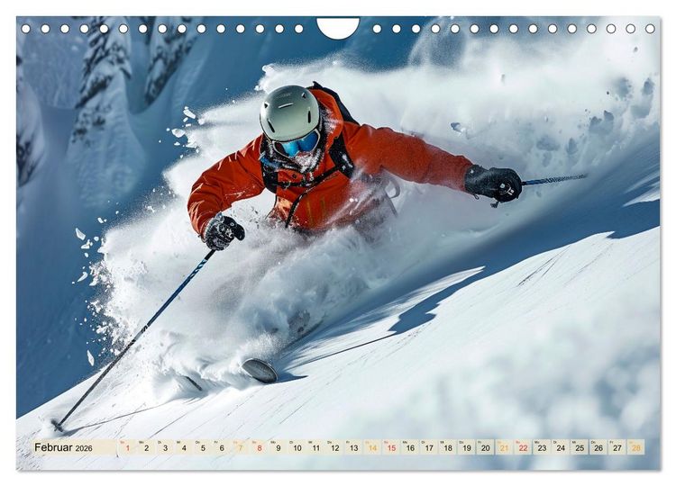 Produktbild: Skifahren - tolle Momente (Wandkalender 2026 DIN A4 quer), CALVENDO Monatskalender