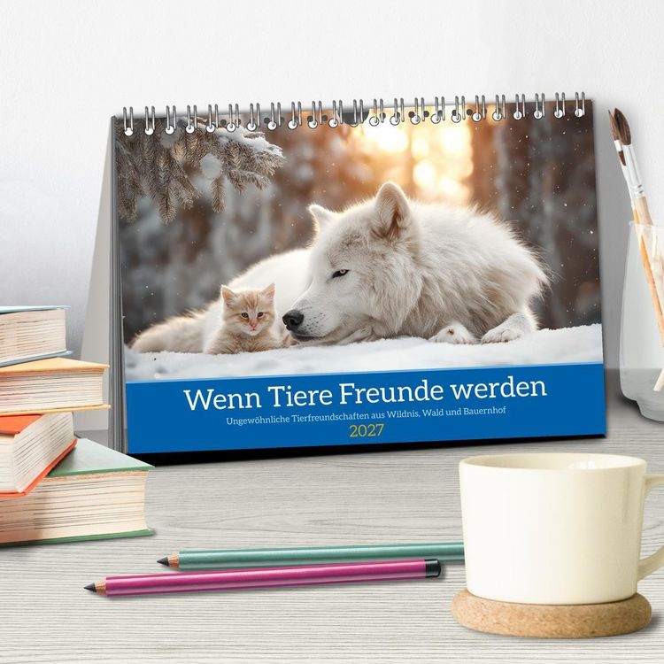 Produktbild: Wenn Tiere Freunde werden (Tischkalender 2027 DIN A5 quer), CALVENDO Monatskalender