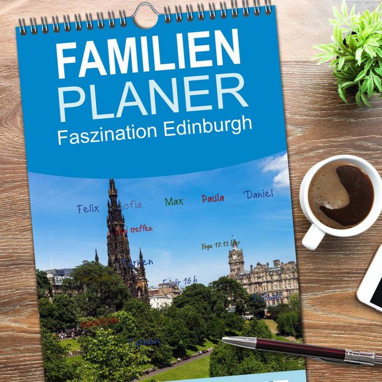 Produktbild: Familienplaner 2026 - Faszination Edinburgh mit 5 Spalten (Wandkalender, 21 x 45 cm) CALVENDO