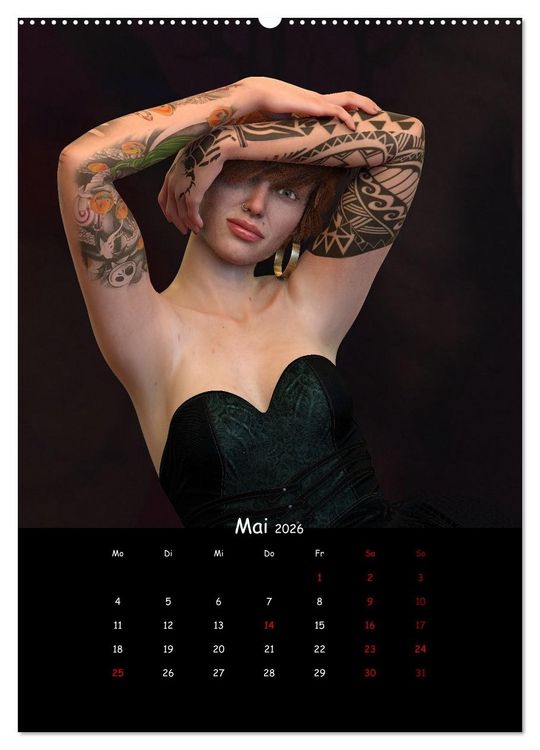 Produktbild: Portraits von t&auml;towierten Frauen (hochwertiger Premium Wandkalender 2026 DIN A2 hoch), Kunstdruck in Hochglanz