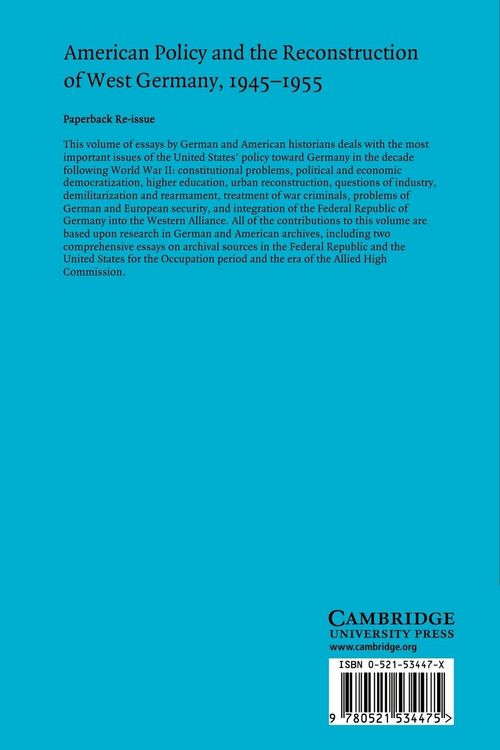 Produktbild: American Policy and the Reconstruction of West Germany, 1945 1955