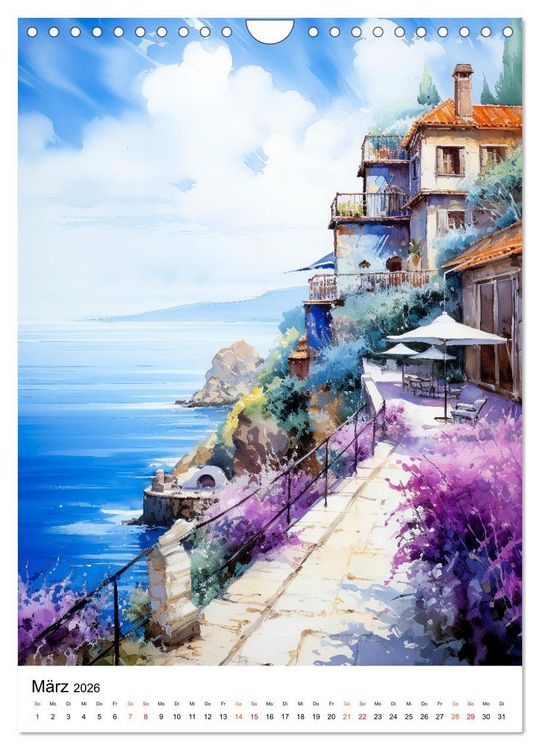 Produktbild: Italienische Riviera - wundersch&ouml;ne K&uuml;ste (Wandkalender 2026 DIN A4 hoch), CALVENDO Monatskalender