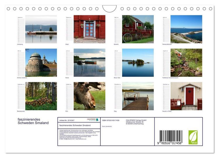 Produktbild: faszinierendes Schweden Smaland (Wandkalender 2026 DIN A4 quer), CALVENDO Monatskalender
