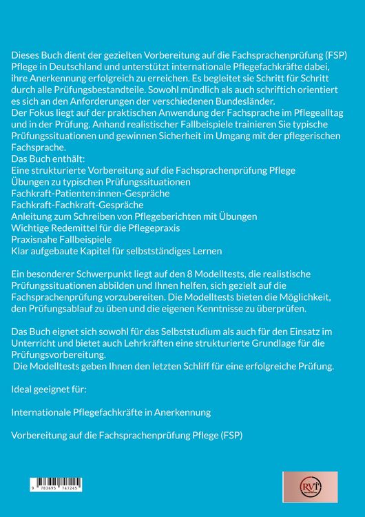 Produktbild: Fit f&uuml;r die Fachsprachenpr&uuml;fung (FSP) Pflege * 8 Modelltests *