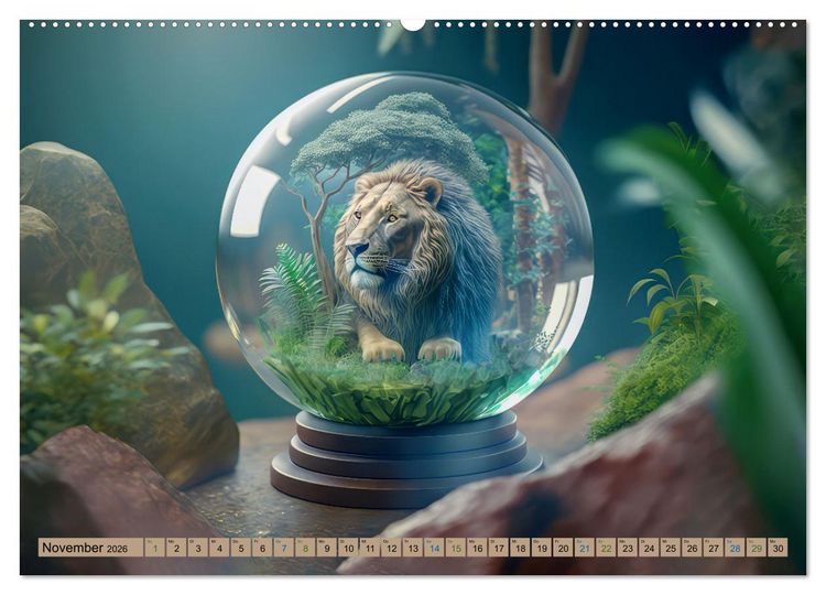 Produktbild: Miniaturwelt in der Glaskugel (hochwertiger Premium Wandkalender 2026 DIN A2 quer), Kunstdruck in Hochglanz