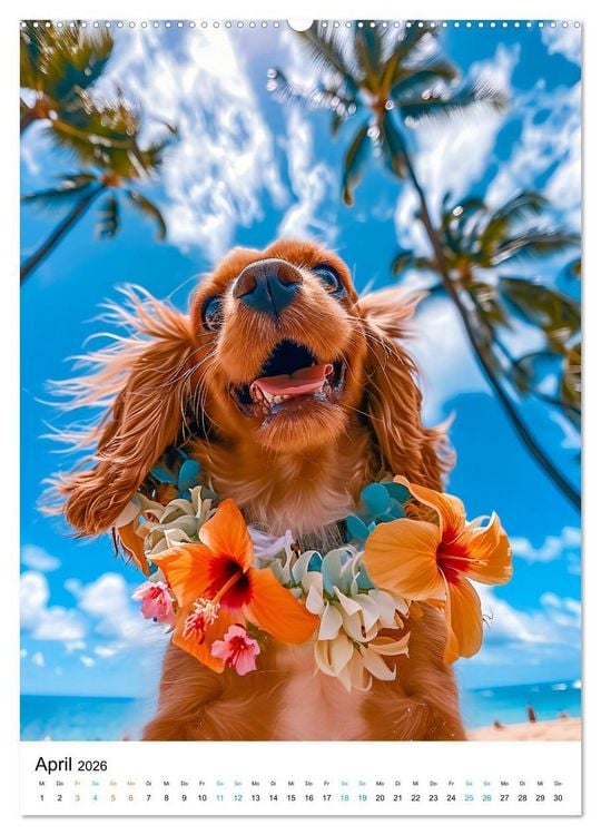 Produktbild: Cavalier King Charles Spaniel - Lustige Weltenreise im Selfie-Modus (hochwertiger Premium Wandkalender 2026 DIN A2 hoch), Kunstdruck in Hochglanz