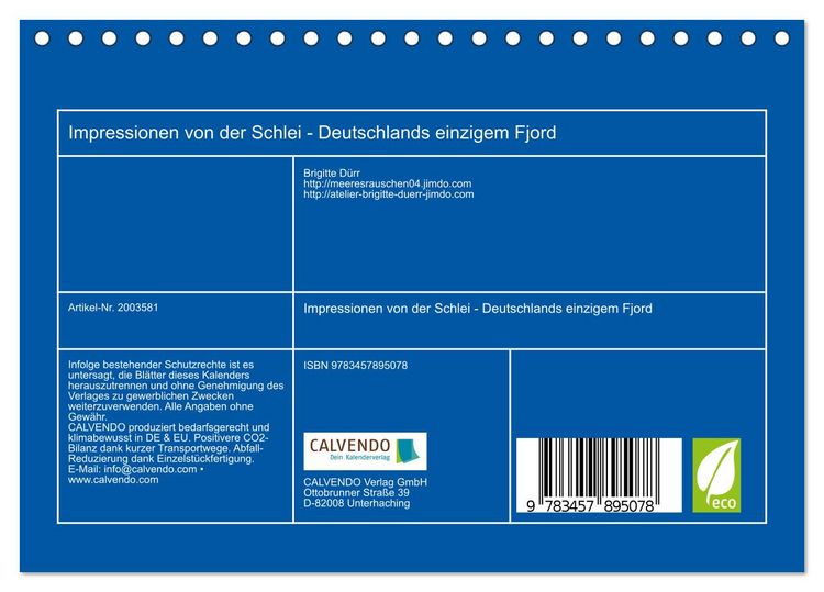 Produktbild: Impressionen von der Schlei - Deutschlands einzigem Fjord (Tischkalender 2026 DIN A5 quer), CALVENDO Monatskalender