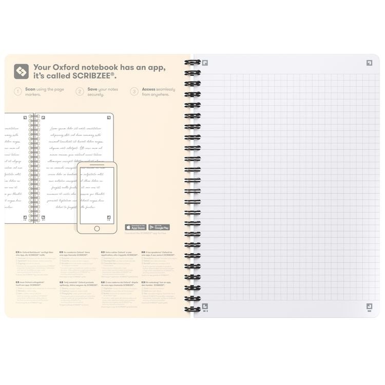Produktbild: Oxford Spiralbuch Signature A5, 5mm kariert, mit flexiblem Cover, 80 Blatt, Optik Paper&reg;, SCRIBZEE&reg; kompatibel, schwarz