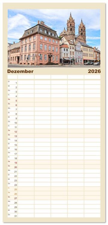 Produktbild: Familienplaner 2026 - Worms - historisch und sagenhaft mit 5 Spalten (Wandkalender, 21 x 45 cm) CALVENDO