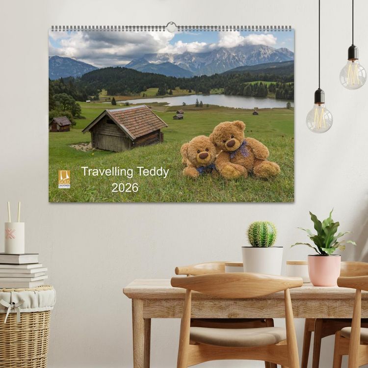 Produktbild: Travelling Teddy 2026 (Wandkalender 2026 DIN A2 quer), CALVENDO Monatskalender