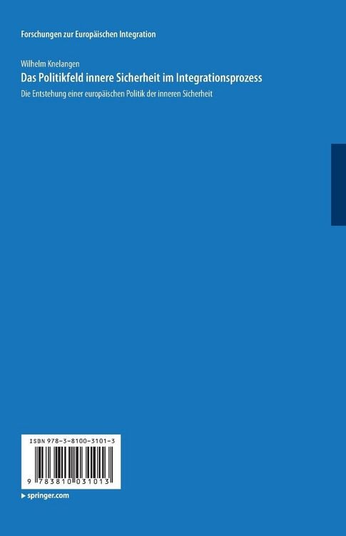 Produktbild: Das Politikfeld innere Sicherheit im Integrationsprozess