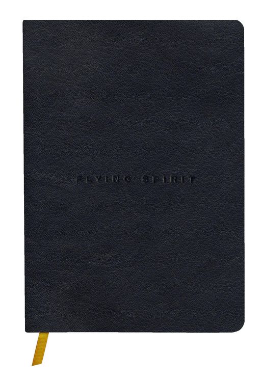 Produktbild: Flying Spirit, Notizbuch A5 mit Fadenbindung und glattem Ledereinband, schwarz, 90 Blatt 90g liniert