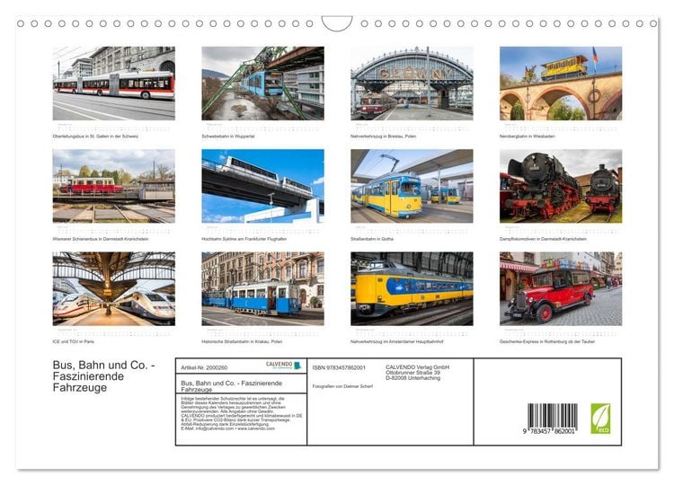 Produktbild: Bus, Bahn und Co. - Faszinierende Fahrzeuge (Wandkalender 2026 DIN A3 quer), CALVENDO Monatskalender