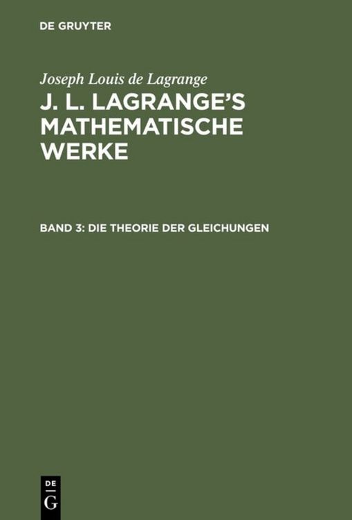 Produktbild: Die Theorie der Gleichungen