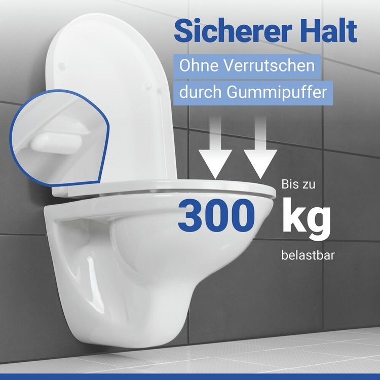 Produktbild: WC Sitz Mod. Palma Wei&szlig;, Toilettendeckel mit Absenkautomatik in D-Form