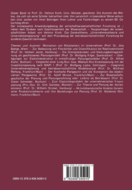 Produktbild: Unternehmenstheorie und Unternehmensplanung