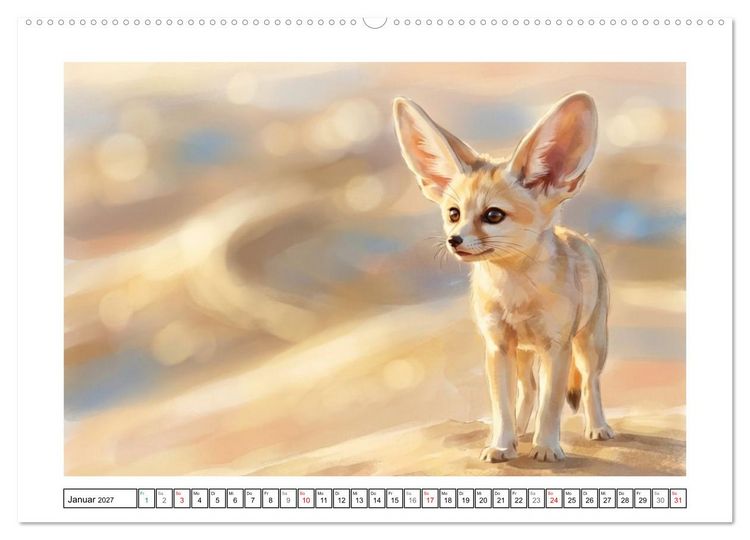 Produktbild: Fenneks - Neugierige Momente in der W&uuml;ste (hochwertiger Premium Wandkalender 2027 DIN A2 quer), Kunstdruck in Hochglanz