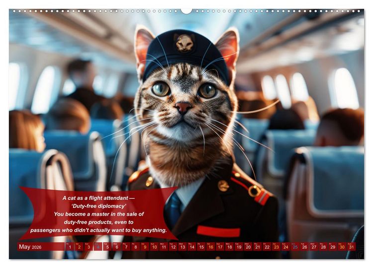 Produktbild: Funny animals as flight attendants (High Quality Premium Wall Calendar 2026 DIN A2 landscape),CALVENDO 12 Month Wall Calendar