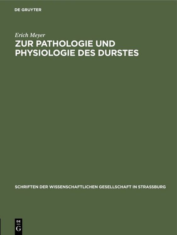 Produktbild: Zur Pathologie und Physiologie des Durstes