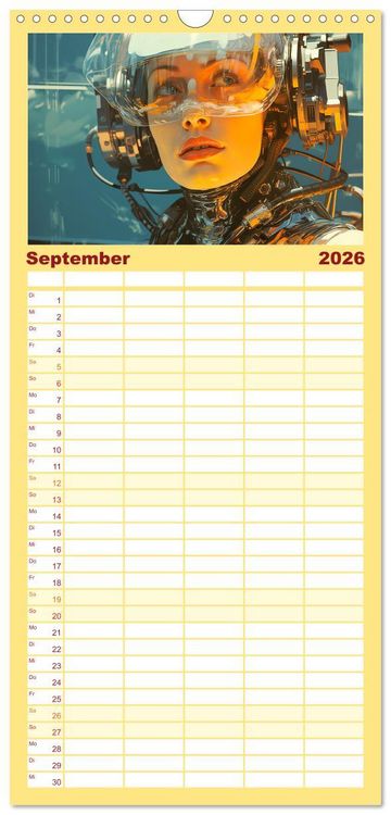 Produktbild: Familienplaner 2026 - Roboter Portraits. Zukunft und Visionen mit 5 Spalten (Wandkalender, 21 x 45 cm) CALVENDO