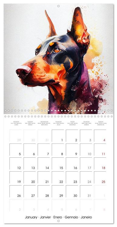 Produktbild: Dog Breeds in Watercolor (Wall Calendar 2026 12 &times; 12 Inch) CALVENDO 12 Month Wall Calendar