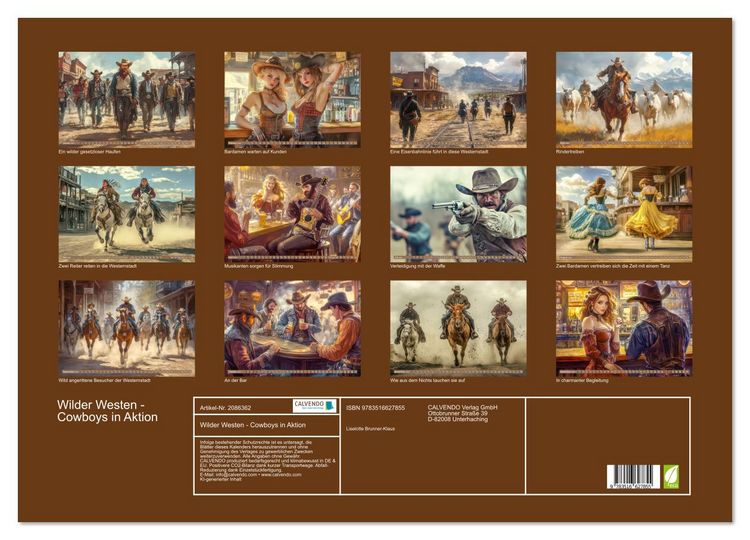 Produktbild: Wilder Westen - Cowboys in Aktion (Wandkalender 2026 DIN A2 quer), CALVENDO Monatskalender