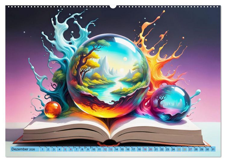 Produktbild: Bunte B&uuml;cherseiten (hochwertiger Premium Wandkalender 2026 DIN A2 quer), Kunstdruck in Hochglanz