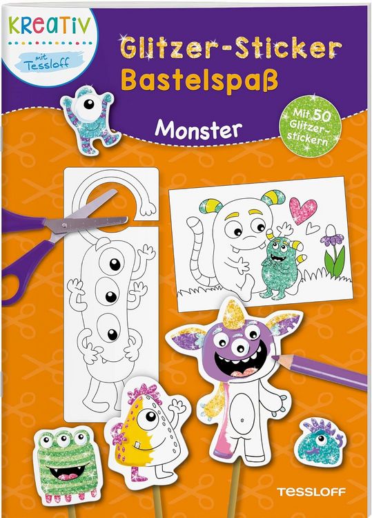 Produktbild: Glitzer-Sticker Bastelspa&szlig;. Monster
