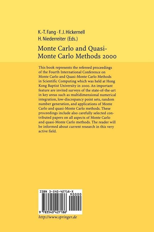 Produktbild: Monte Carlo and Quasi-Monte Carlo Methods 2000
