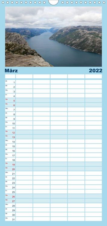 Produktbild: S&uuml;dnorwegen - Familienplaner hoch (Wandkalender 2022 , 21 cm x 45 cm, hoch)