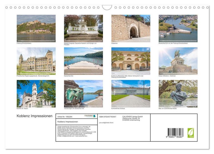 Produktbild: Koblenz Impressionen (Wandkalender 2026 DIN A3 quer), CALVENDO Monatskalender