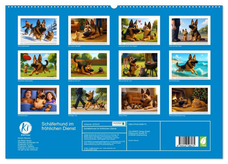 Produktbild: Sch&auml;ferhund im fr&ouml;hlichen Dienst (hochwertiger Premium Wandkalender 2026 DIN A2 quer), Kunstdruck in Hochglanz