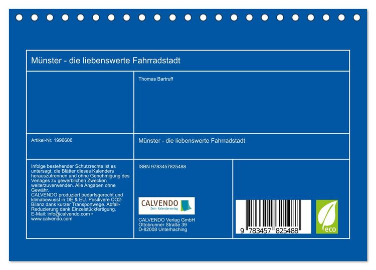 Produktbild: M&uuml;nster - die liebenswerte Fahrradstadt (Tischkalender 2026 DIN A5 quer), CALVENDO Monatskalender