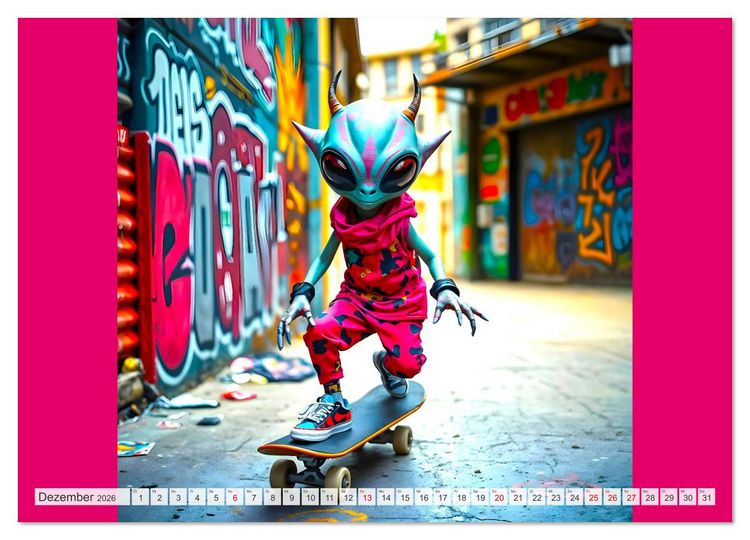 Produktbild: NEONZ - Graffiti trifft Galaxie (hochwertiger Premium Wandkalender 2026 DIN A2 quer), Kunstdruck in Hochglanz