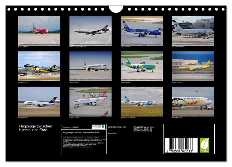 Produktbild: Flugzeuge zwischen Himmel und Erde (Wandkalender 2027 DIN A4 quer), CALVENDO Monatskalender