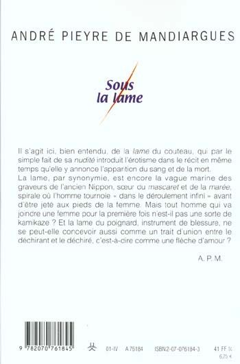 Produktbild: Sous la lame