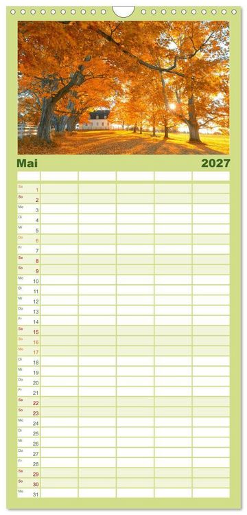 Produktbild: Familienplaner 2027 - Neu England, Indian Summer mit 5 Spalten (Wandkalender, 21 x 45 cm) CALVENDO