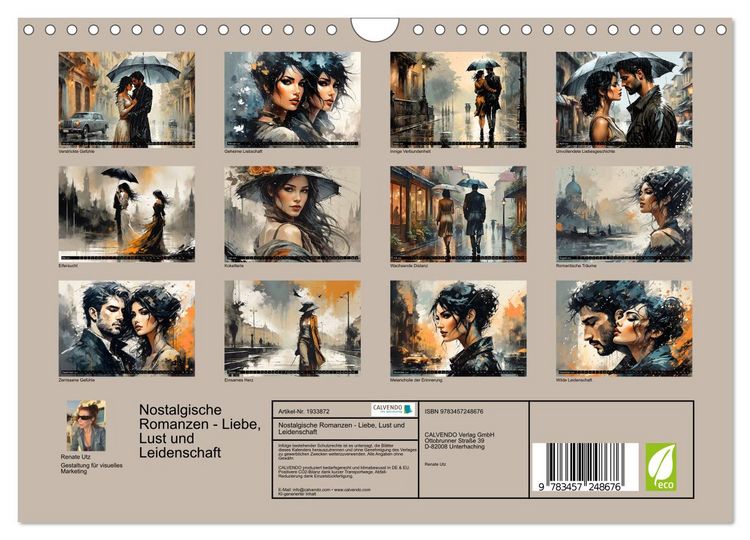 Produktbild: Nostalgische Romanzen - Liebe, Lust und Leidenschaft (Wandkalender 2026 DIN A4 quer), CALVENDO Monatskalender